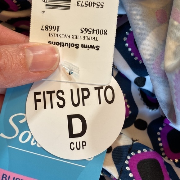 NWT Swim Solutions Triple Tier Fauxkini Ruffled One Piece Swimsuit sz 12 - Picture 13 of 14